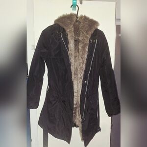 Elegant Black Teddy Jacket with Faux Fur Lining